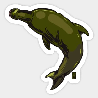 Wine Bottle Neck Dolphin Sticker